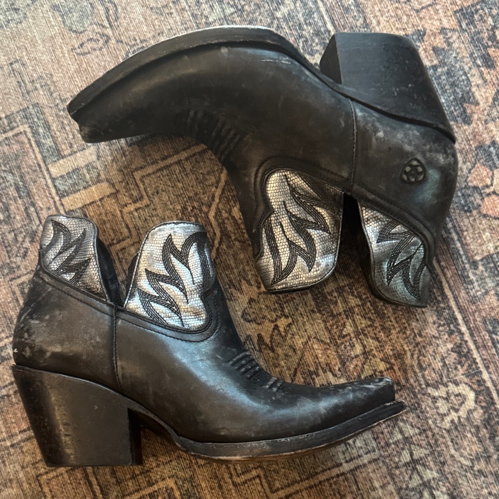 Ariat Black and Metallic Ankle Boots